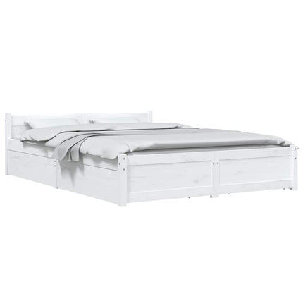 sengeramme med skuffer 135x190 cm dobbelt hvid