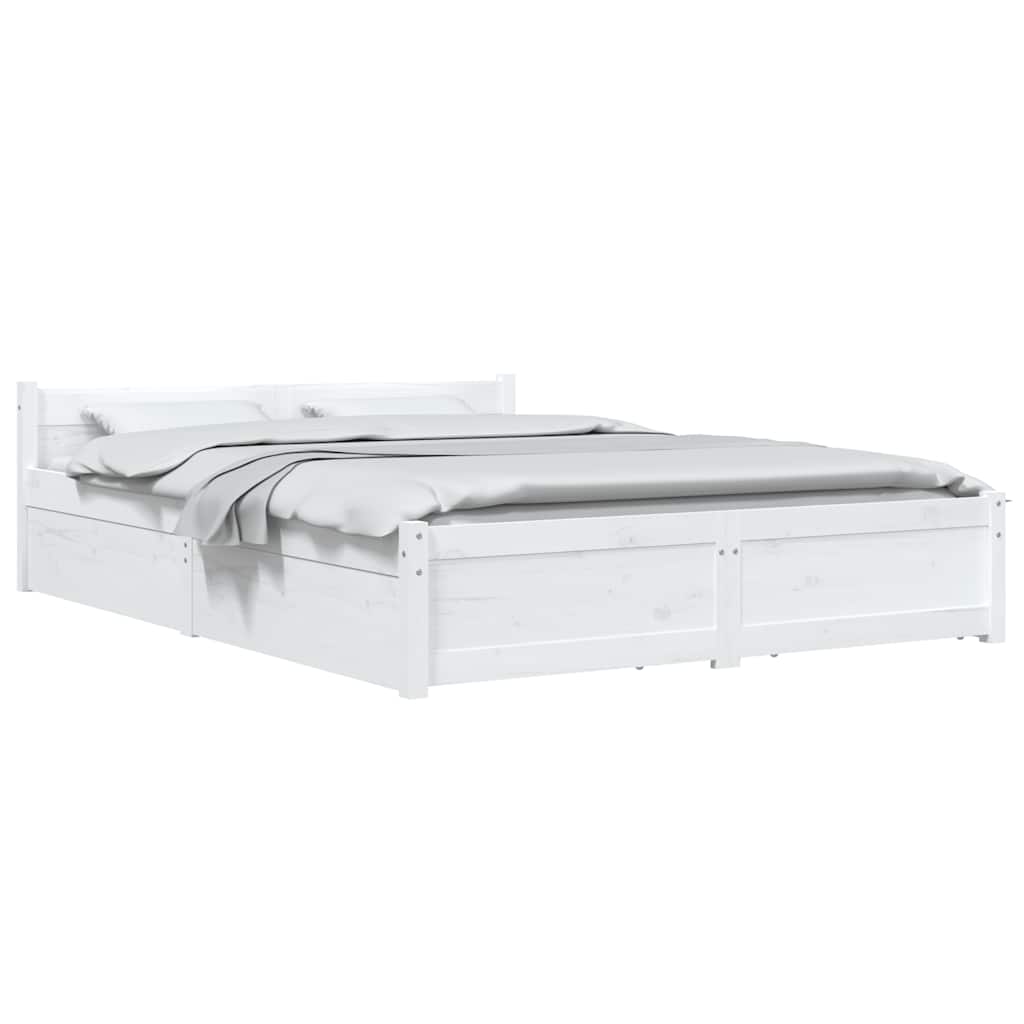 sengeramme med skuffer 135x190 cm dobbelt hvid