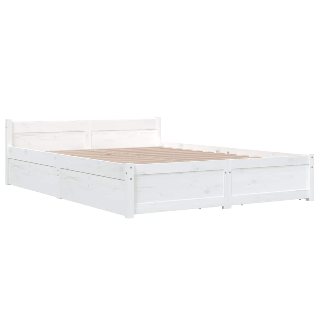sengeramme med skuffer 135x190 cm dobbelt hvid