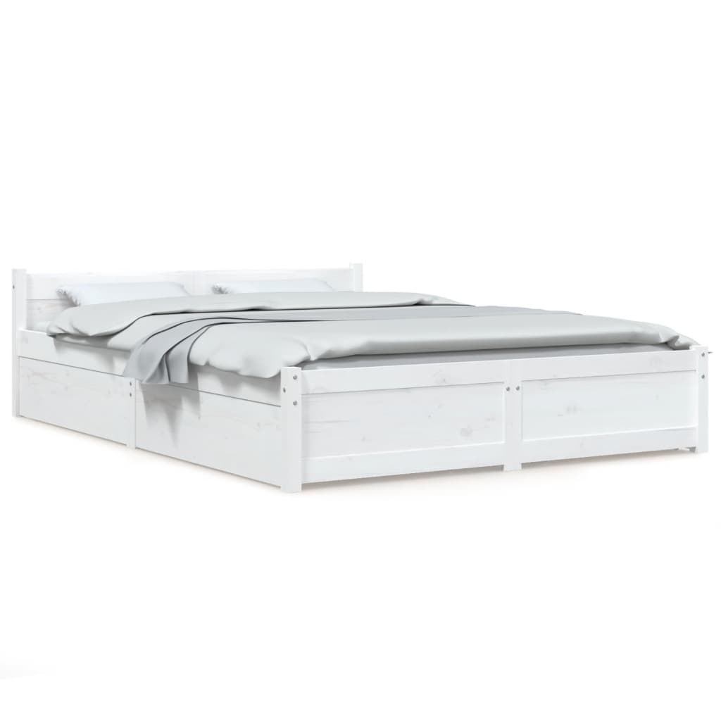 sengeramme med skuffer 140x190 cm hvid