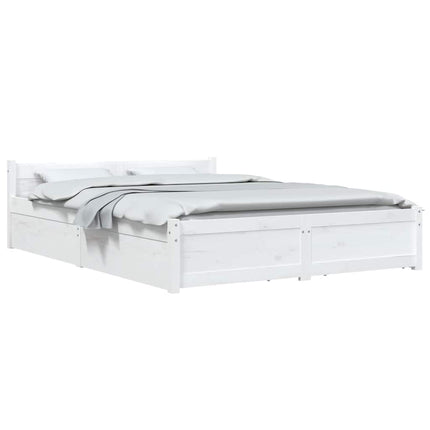 sengeramme med skuffer 140x200 cm hvid
