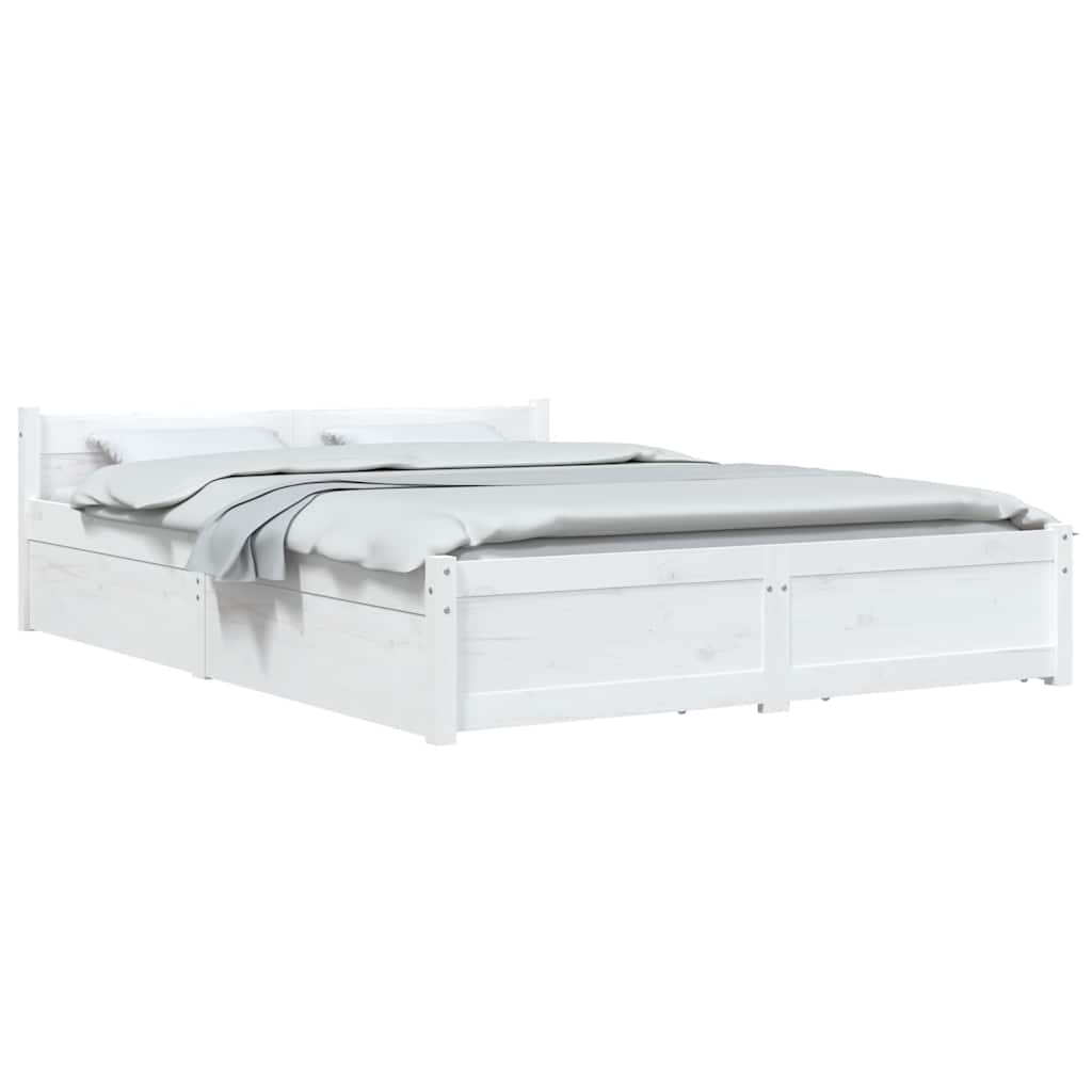 sengeramme med skuffer 140x200 cm hvid