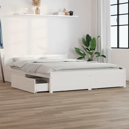 sengeramme med skuffer 140x200 cm hvid