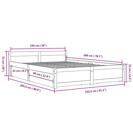sengeramme med skuffer 150x200 cm King Size