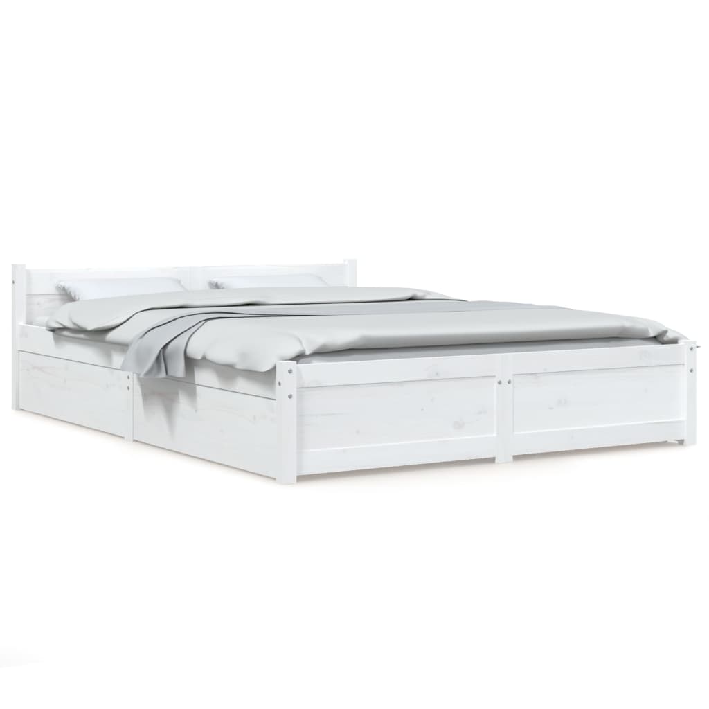 sengeramme med skuffer 150x200 cm King Size hvid