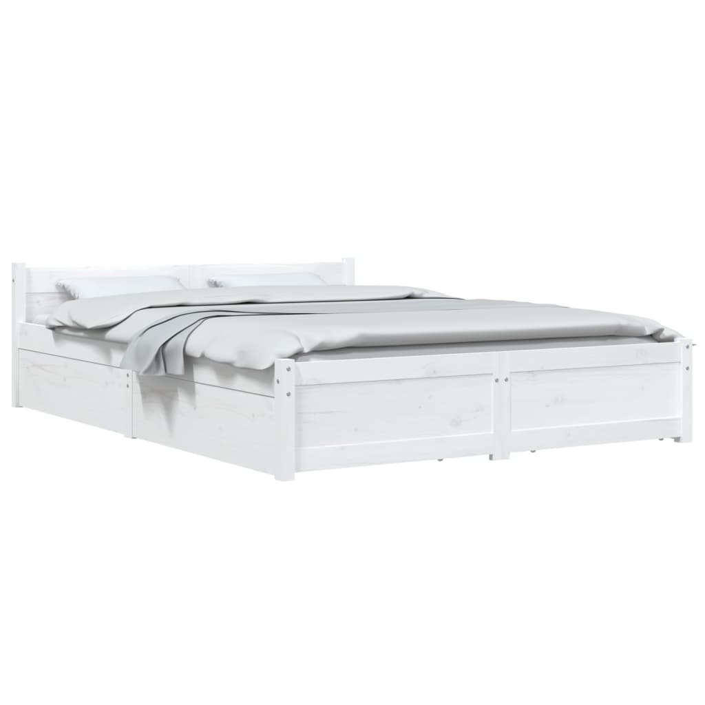 sengeramme med skuffer 150x200 cm King Size hvid