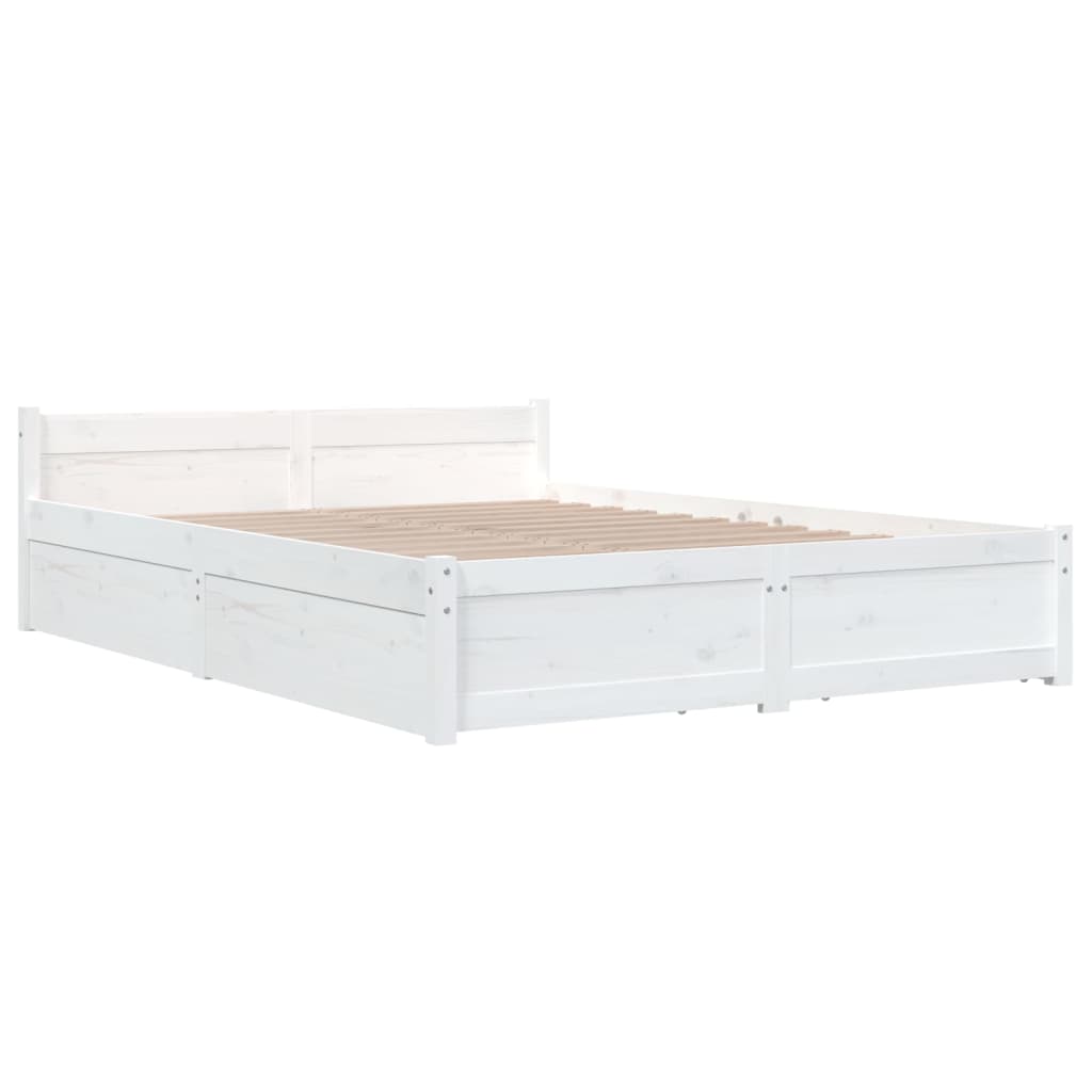 sengeramme med skuffer 150x200 cm King Size hvid