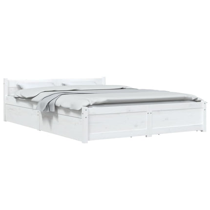 sengeramme med skuffer 160x200 cm hvid