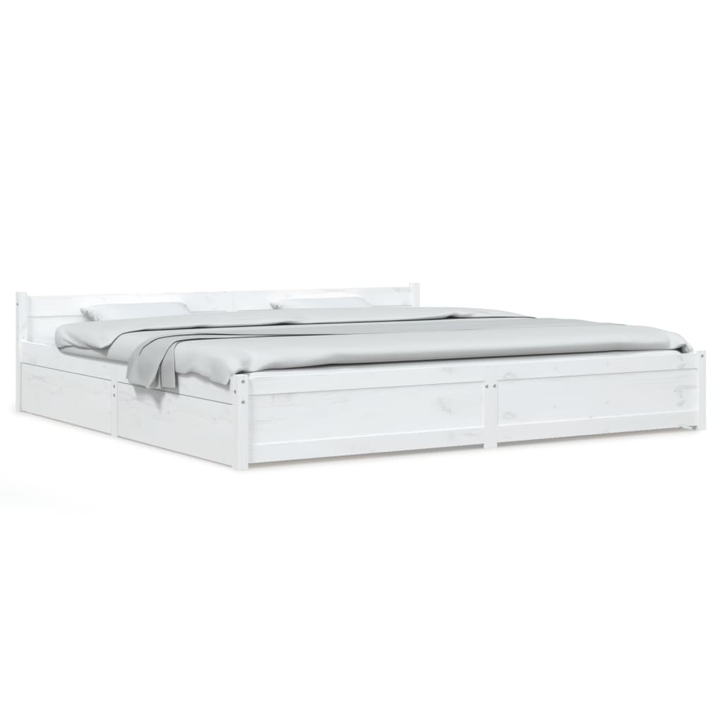 sengeramme med skuffer 180x200 cm Super King hvid