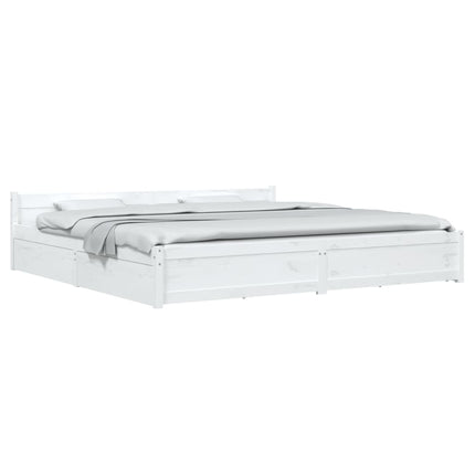 sengeramme med skuffer 180x200 cm Super King hvid