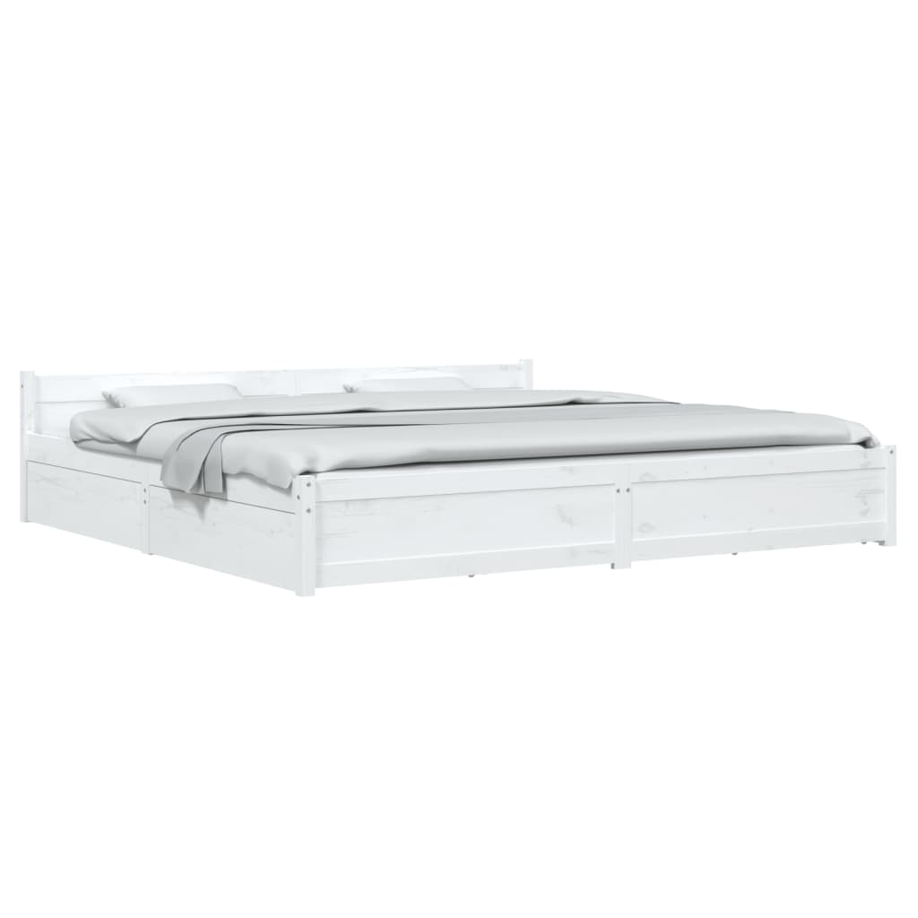 sengeramme med skuffer 180x200 cm Super King hvid