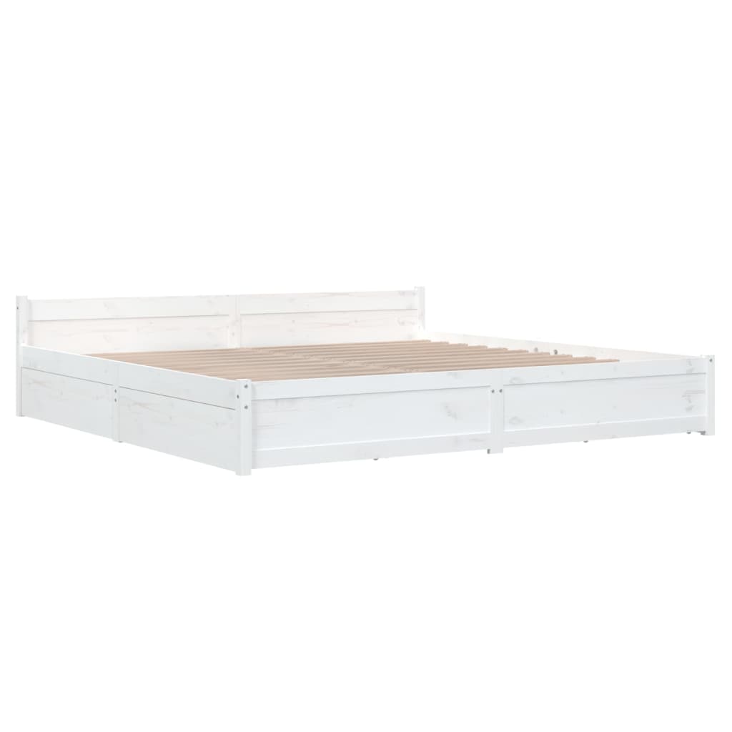 sengeramme med skuffer 180x200 cm Super King hvid