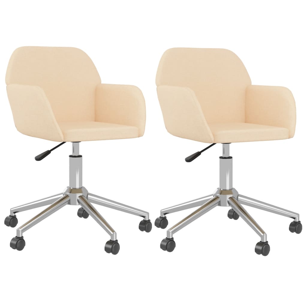 drejelige spisebordsstole 2 stk. stof cremefarvet