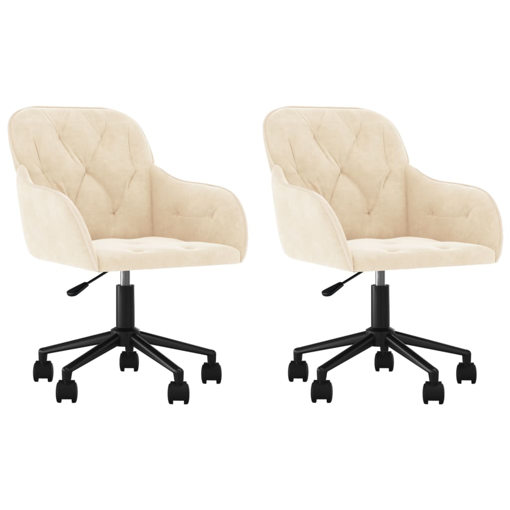 drejelige spisebordsstole 2 stk. fløjl cremefarvet