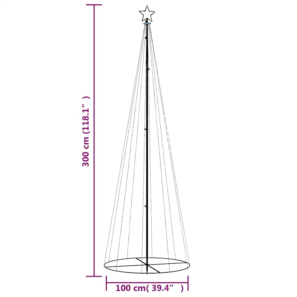 kegleformet juletræ 310 LED'er 100x300 cm varm hvid