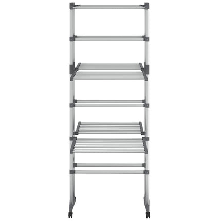 tørrestativ 3 niveauer med hjul 60x70x129 cm sølvfarvet