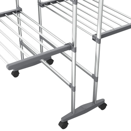 tørrestativ 2 niveauer med hjul 60x70x106 cm sølvfarvet