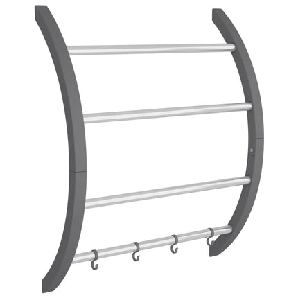 håndklædeholder med kroge 56x16x72 cm aluminium sølvfarvet