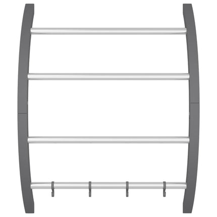 håndklædeholder med kroge 56x16x72 cm aluminium sølvfarvet