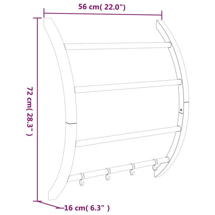 håndklædeholder med kroge 56x16x72 cm aluminium sølvfarvet