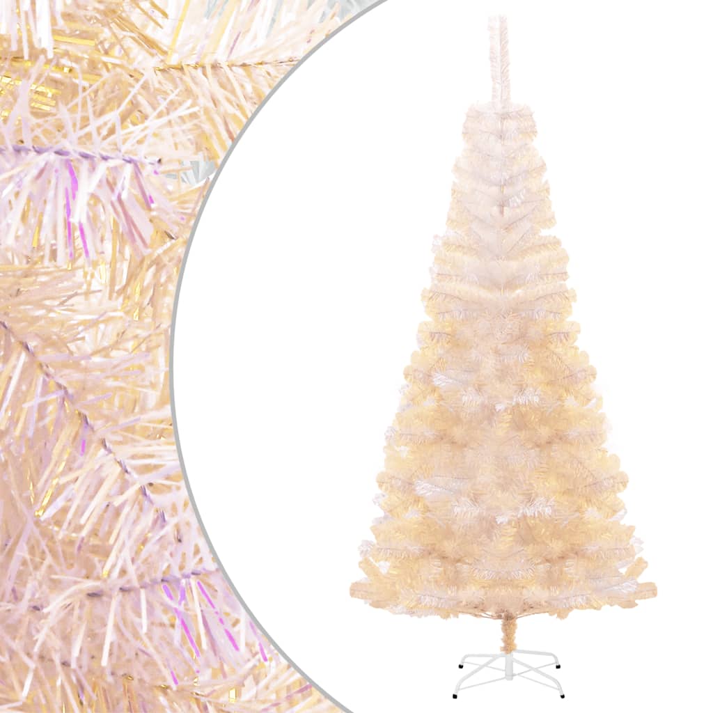 kunstigt juletræ med farverige grene 240 cm PVC hvid