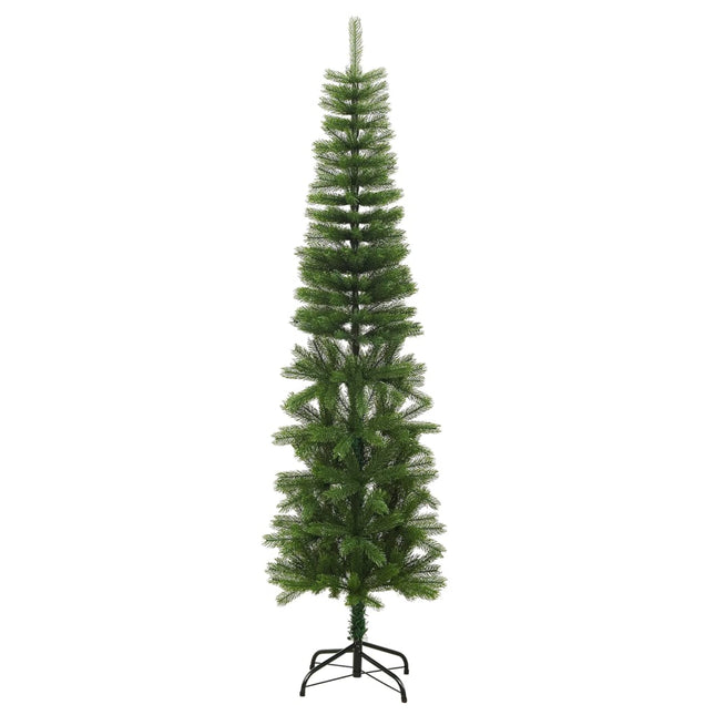 kunstigt smalt juletræ med juletræsfod 210 cm PE