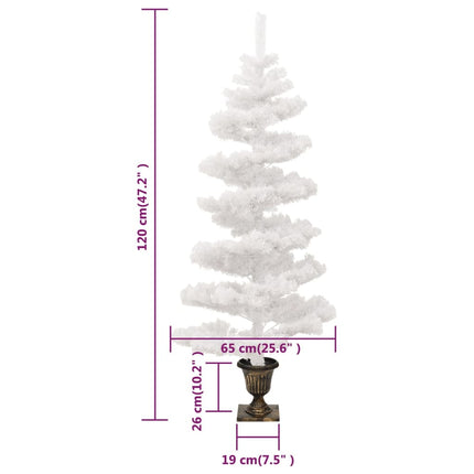 juletræ med lys og potte PVC 120 cm hvid