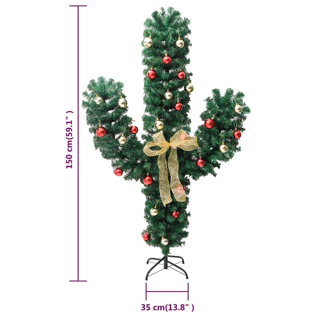 julekaktus med fod og LED-lys 150 cm PVC grøn