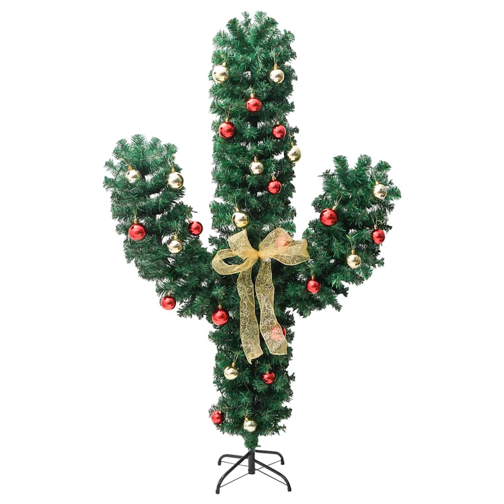 julekaktus med fod og LED-lys 210 cm PVC grøn