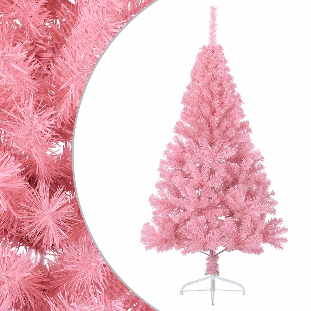 kunstigt halvt juletræ med juletræsfod 120 cm PVC pink