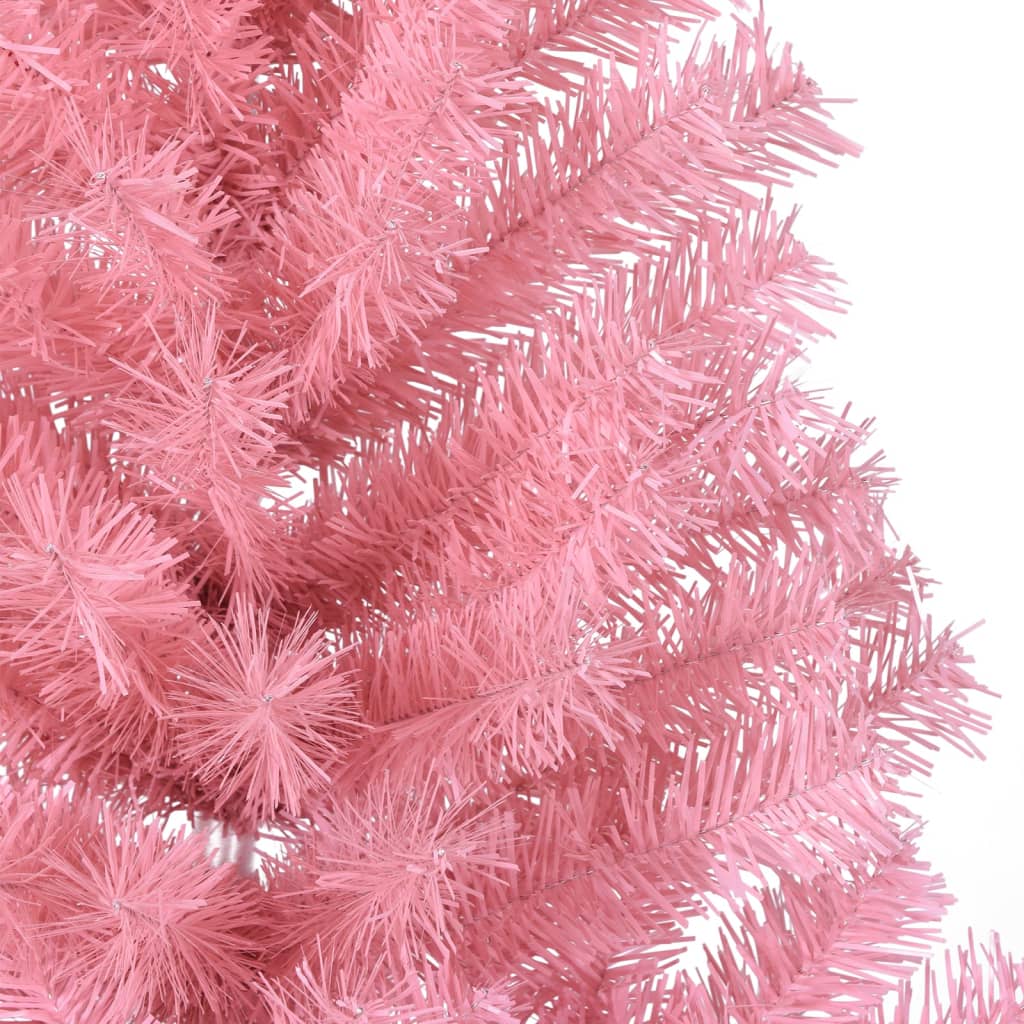 kunstigt halvt juletræ med juletræsfod 120 cm PVC pink