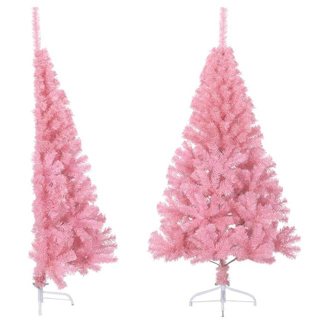kunstigt halvt juletræ med juletræsfod 150 cm PVC pink