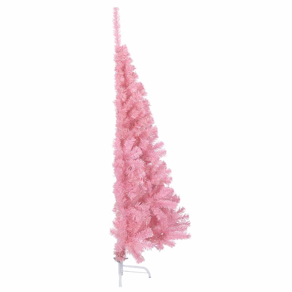 kunstigt halvt juletræ med juletræsfod 150 cm PVC pink