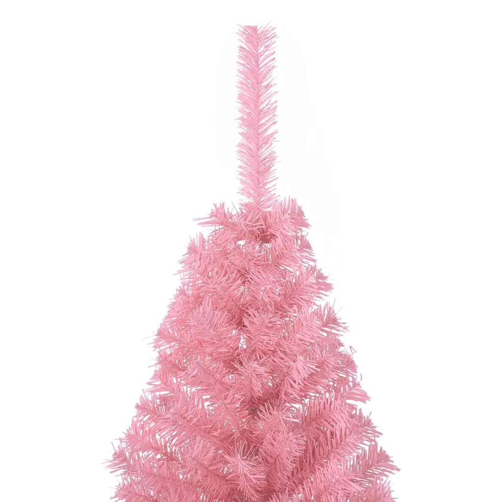 kunstigt halvt juletræ med juletræsfod 150 cm PVC pink