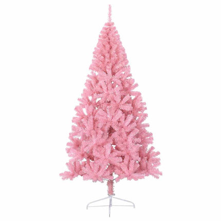 kunstigt halvt juletræ med juletræsfod 180 cm PVC pink
