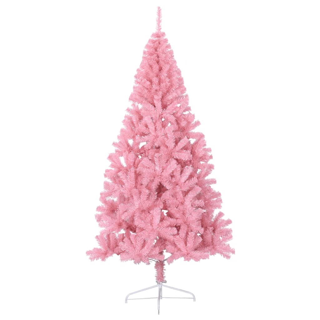 kunstigt halvt juletræ med juletræsfod 210 cm PVC pink
