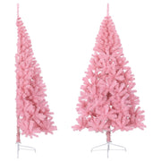kunstigt halvt juletræ med juletræsfod 210 cm PVC pink