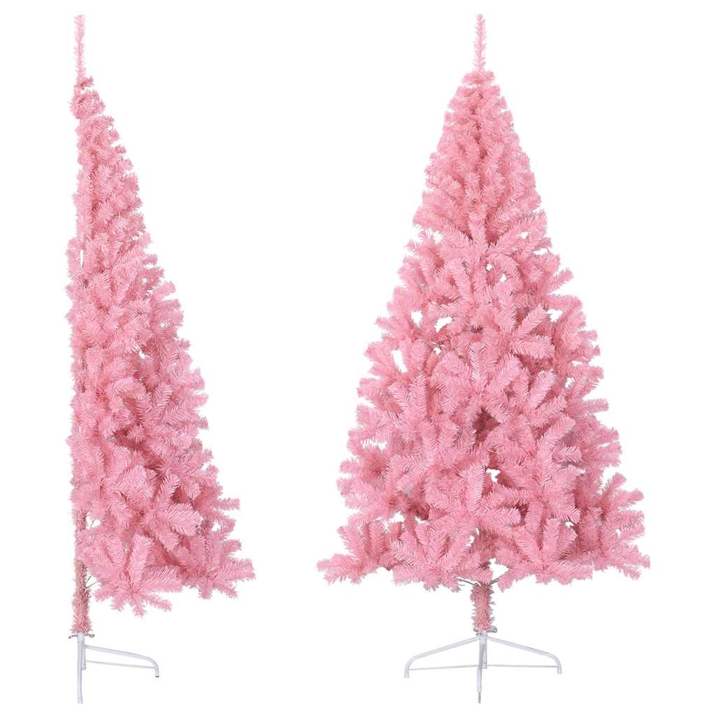 kunstigt halvt juletræ med juletræsfod 240 cm PVC pink