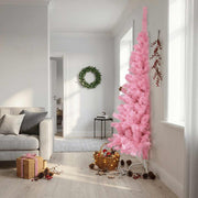 kunstigt halvt juletræ med juletræsfod 240 cm PVC pink