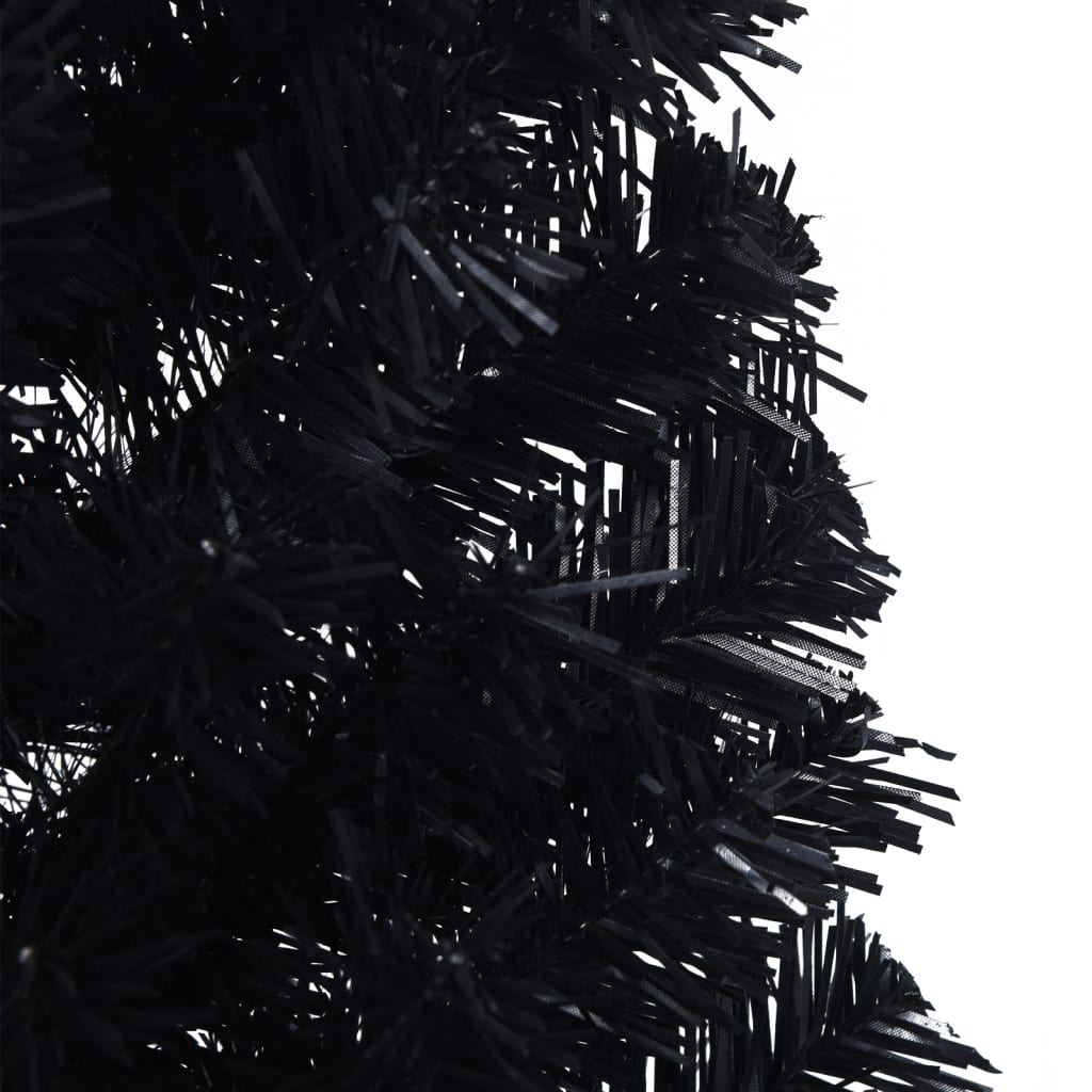 kunstigt halvt juletræ med juletræsfod 120 cm PVC sort
