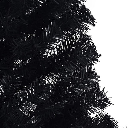 kunstigt halvt juletræ med juletræsfod 180 cm PVC sort