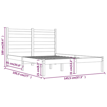 sengeramme 140x190 cm massivt fyrretræ sort