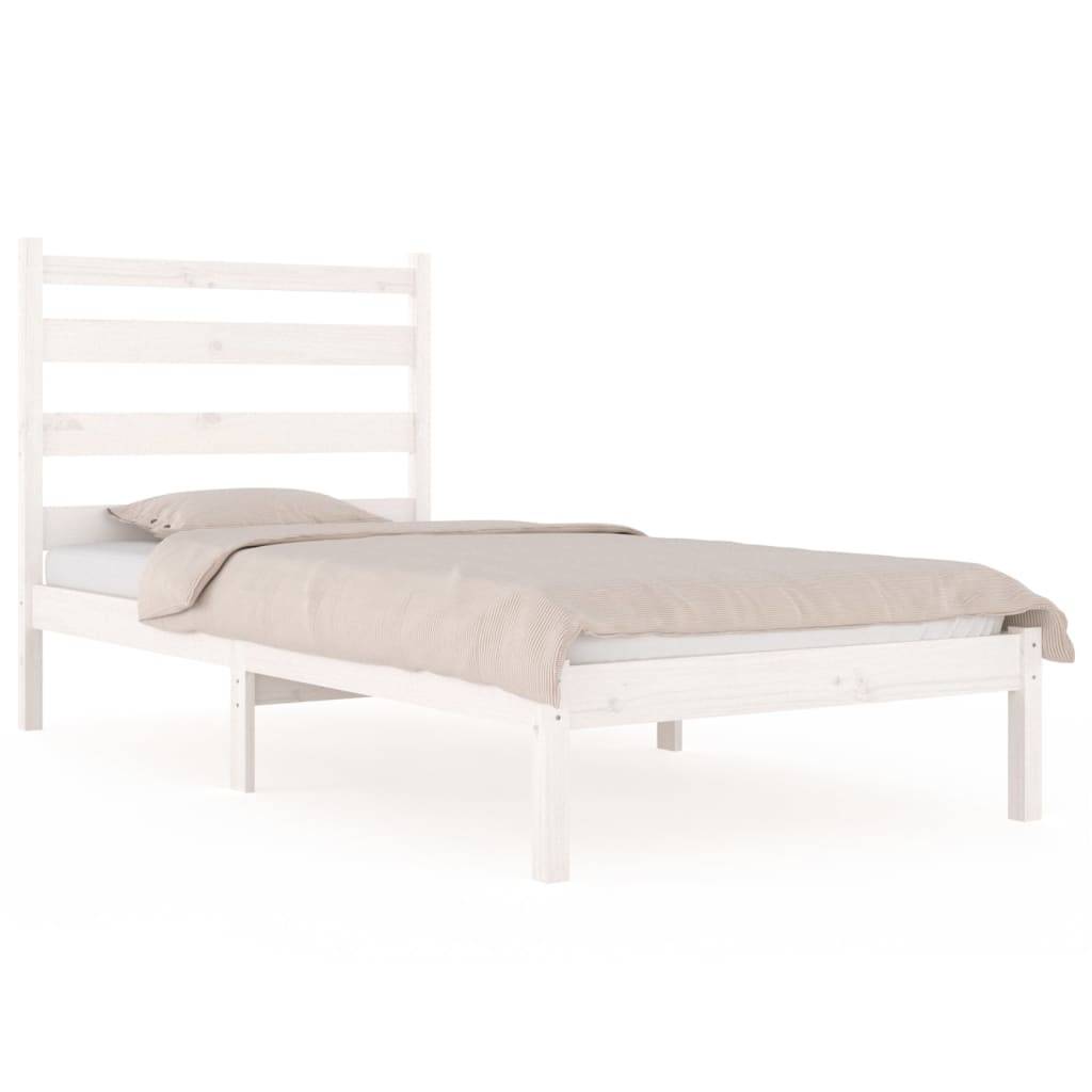 sengeramme 100x200 cm massivt fyrretræ hvid