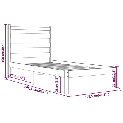 sengeramme 100x200 cm massivt fyrretræ hvid