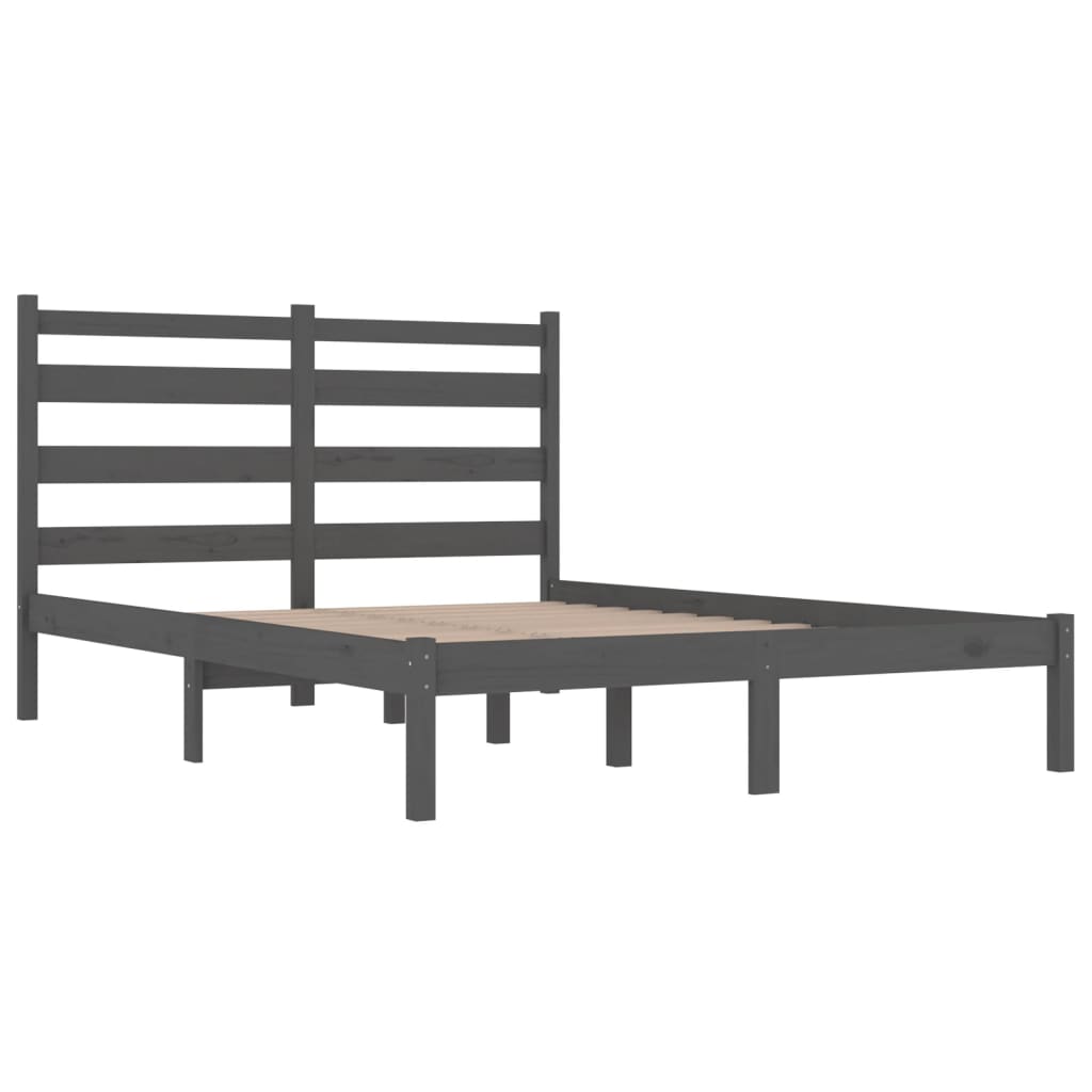 sengeramme 200x200 cm massivt fyrretræ grå