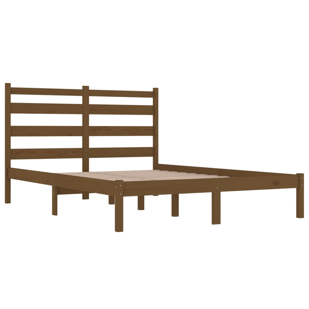 sengeramme 200x200 cm massivt fyrretræ gyldenbrun