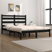 sengeramme 200x200 cm massivt fyrretræ sort