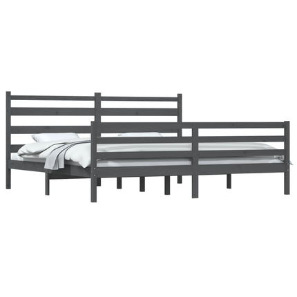 sengeramme 200x200 cm massivt fyrretræ grå