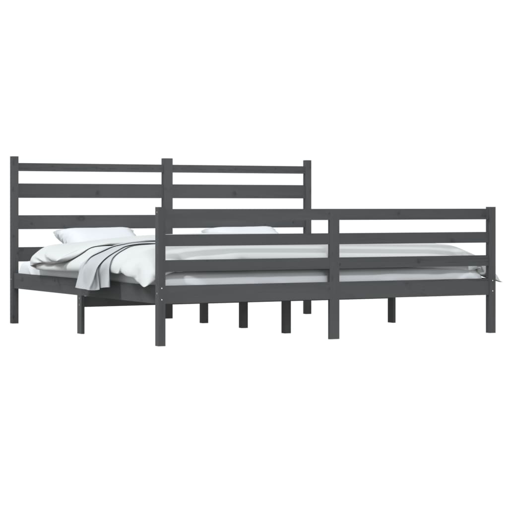 sengeramme 200x200 cm massivt fyrretræ grå