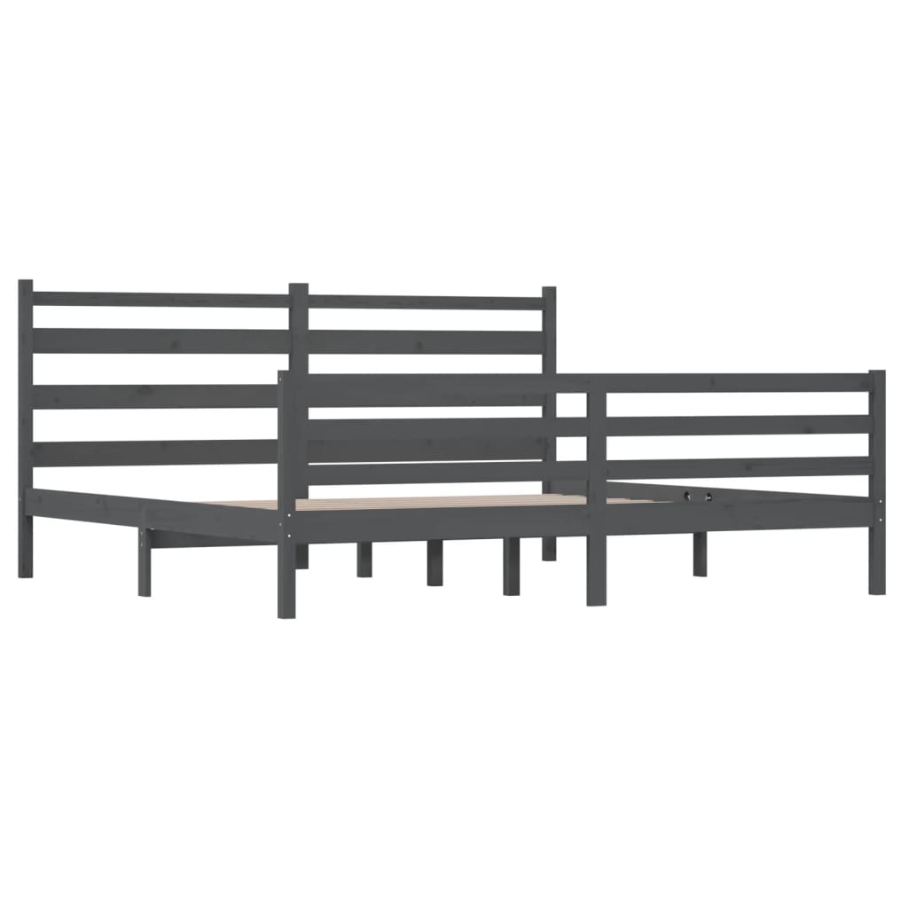 sengeramme 200x200 cm massivt fyrretræ grå